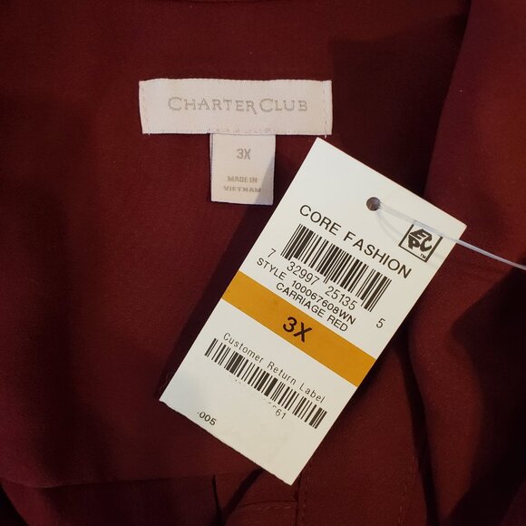 Charter Club Womens Red Collared Button-Front Shirt 3XL - Picture 6 of 7